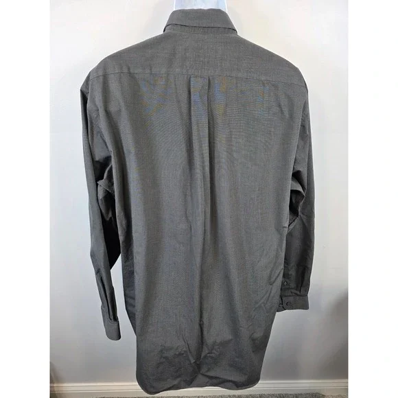 Eddie Bauer Mens Tall XL Wrinkle Resistant Dress Shirt Charcoal Long Sleeve/A253 - Picture 6 of 7